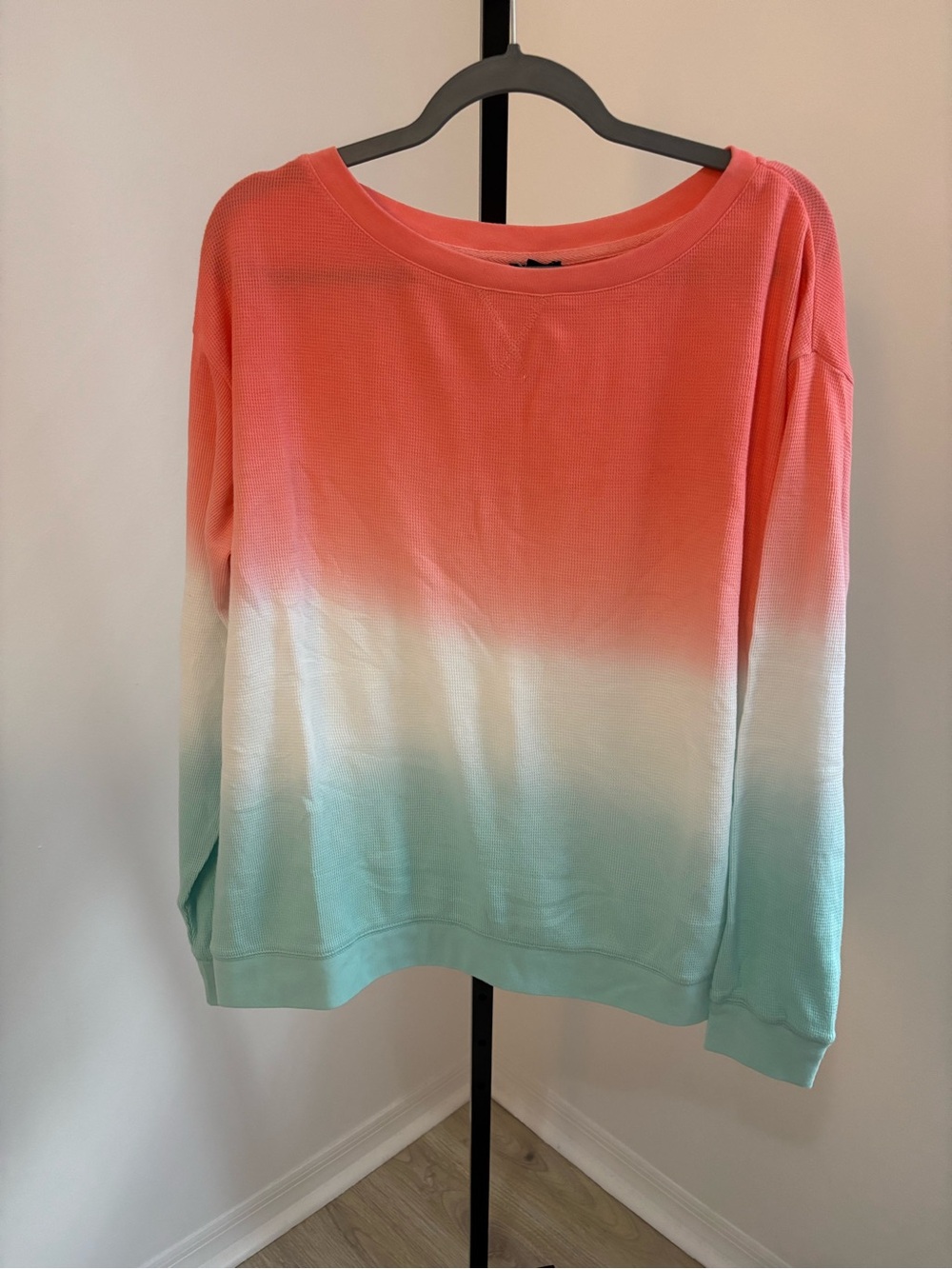 Splendid Coral to Mint Ombre Sweatshirt